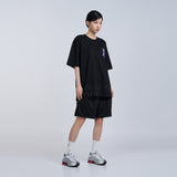 MINI BABY FACE PURPLE DINOSAUR SHORT SLEEVE T-SHIRT BLACK