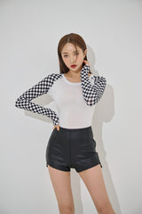 チェッカーボードクロップTシャツ/checkerboard crop tee(9183)