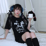 0 6 パンクバンドキャットTシャツ / 0 6 punk band cat t-shirt - BLACK