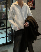 EN knob warmer half zip-up knitwear (4 colors)