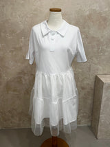 [SALE] Short sleeve collar lace puff dress