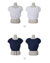 Crop Banding Short Sleeve Blouse (2color)