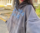 vintage denim hood zip-up