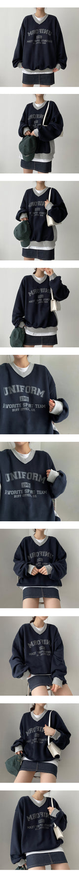 デウェイトスリットカラーリングユニフォームスウェットシャツ / Deweit Slit Coloring Uniform Sweatshirt