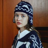 Dolphin nordic earflap knit beanie (6622470144118)