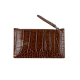 クロコダイルエンボポケットウォレット/CROCODILE EMBO POCKET WALLET-TAN BROWN