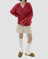 Vネックブラッシュアルパカニット/V-neck brush alpaca knit (2color)