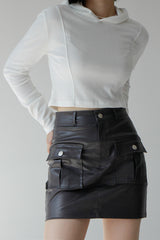コーテッドミニスカート/Coated mini skirt (2color)