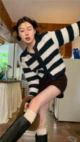 ストライプウールニットカーディガン/striped wool knit cardigan