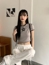 ホルプスターオーバーロック半袖クロップドTシャツ / Holp Star Overlock Short Sleeve Cropped T-shirt