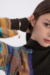 ニッティングウィズドロップチェーンバングルブレスレット/Knitting with drop chain bangle bracelet (Gold)