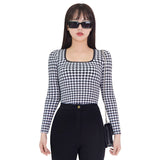 ハウンドチェックスクエアネックラッシュガードトップ/Hound check square neck rash guard top (black)