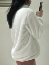 Fluffy fleece zip-up jacket