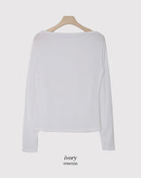Drape Off Shoulder Long Sleeve T-shirt (5color)
