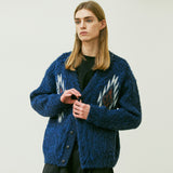 CHIMAYO PATTERN BRUSHED CARDIGAN NAVY