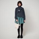 FLUFFY KNIT MUFFLER, CHARCOAL