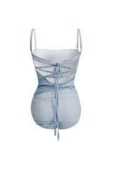 デニムプリントスイムスーツ / DENIM PRINTED SWIMSUIT (BLUE)