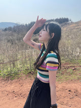 Pop stripe knit T 