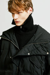 neck warmer wide collar zip-up knit black (6615475650678)