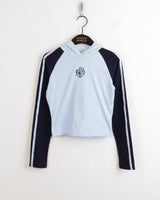 Cima Nagrang strap color combination cropped hooded T-shirt