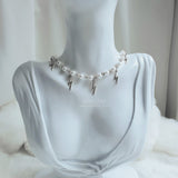 サンダーラプソディーパールチョーカーネックレス / Thunder Rhapsody Pearl Choker Necklace - Silver Color