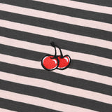 チェリーストライプロングスリーブTシャツ／CHERRY STRIPE LONG SLEEVE T-SHIRT [BLACK]