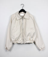 レザークロップブルゾンパディング/Leather crop blouson padding (2color)