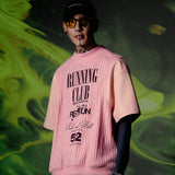 レザースリーブケーブルニットセーター/[UNISEX] Leather-Sleeve Cable-Knit Sweater (Pink)