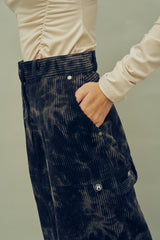 ケミカルウォッシュ風コーデュロイスカート / HIDE Slit Long Skirt (4606125572214)