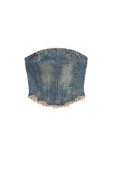 デニムパネルドチューブトップ / DENIM PANELLED TUBE TOP (BLUE)