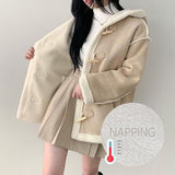 Unexpected loose fit hooded suede jacket tteokbokki coat