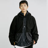ミリタリーグムカフリースフード付き2WAYパーカー / MILITARY GUMKA FLEECE HOODED 2WAY ZIP-UP BLACK