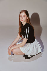 Lace Tape Half Zip-Up Black