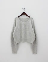 テビパフVネックニット/Tebi Puff V-neck Knit (4color)
