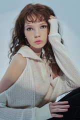 ホールカラーニット / hole collar knit_white