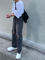 イージーデストロイデニムパンツ