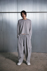 VINTAGE P. DYEING CUT-OUT CROP-TEE (Gray) / ビンテージダイングアウトクロップT