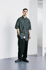 フロントシームウォッシュドデニムシャツ / FRONT SEAM WASHED DENIM SHIRT BLACK