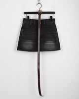 [Belt set] Jerik vintage washed denim mini skirt