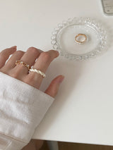 [3 set] Twisted Swan Heart Layered Ring Set / 2 color