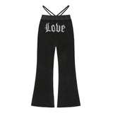 0 3 LOVE Velvet string pants - BLACK (6626823864438)