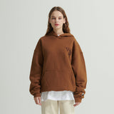WHATTHE 3D ロゴ刺繍パーカー/WHATTHE 3D Logo Embroidered Hoodie (Heavy Sweat) Brown