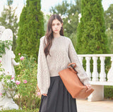 Heavy Twisted Knit Pullover (Melange Brown) (6643872333942)