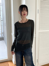 Tito diagonal pleated two-tone long sleeve knit