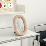 セラミックボールドフレームドテーブルミラー / Ceramic Bold Framed Table Mirror - Nude