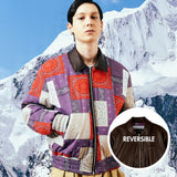 [UNISEX] `CUL` Reversible Leather and Paisley Bomber Jacket (Red) (6656427720822)