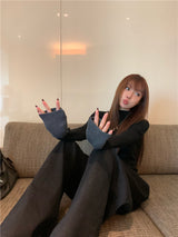 Color combination half polar long sleeve knit