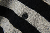 ストライプカラーカーディガンシャツ/Striped collar cardigan shirt C7 Oatmeal&Black