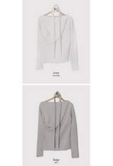 Rose Boat Neck Knit T-shirt + Tie Set (5color)