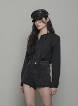 pintuck string shirt